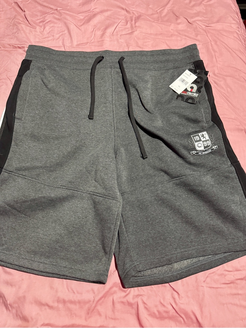 Akademiks Gray Athletic Drawstring Shorts with Black Side Panels